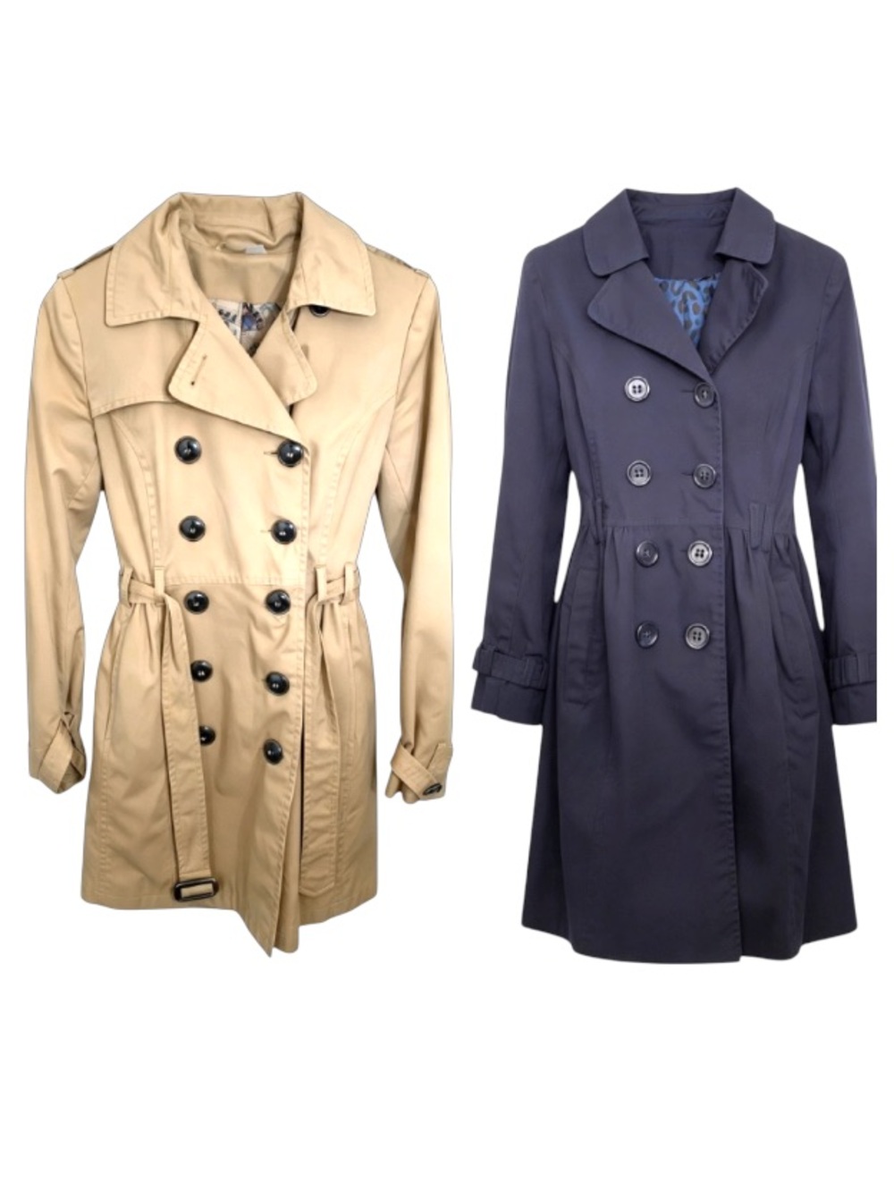 H&M Double Breasted Trench Coat Bundle - Set of 2 (Camel & Navy)